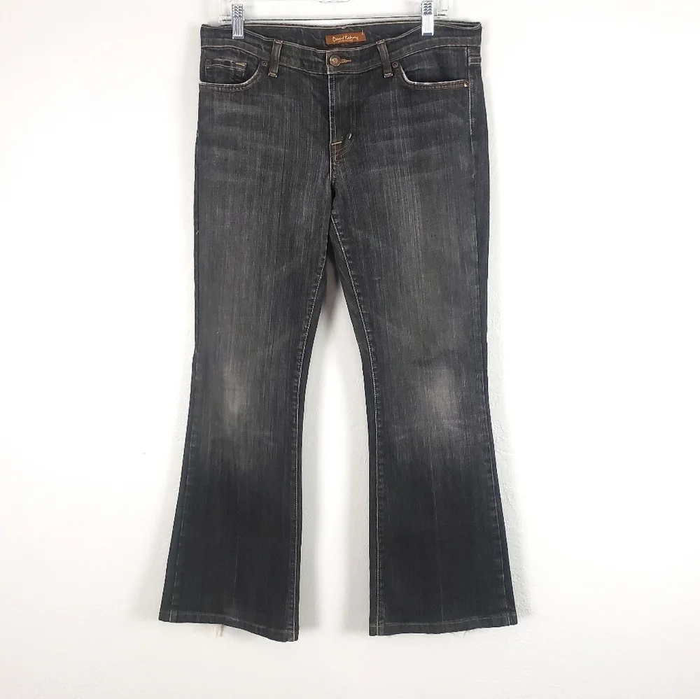 David Kahn Washed Black Mid Rise Flare Jeans Size 31×31 - Picture 4 of 16